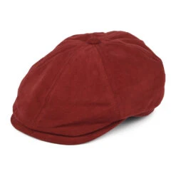 Failsworth Hats Hudson Cotton Canvas Newsboy Cap - Brick Red-Khaki