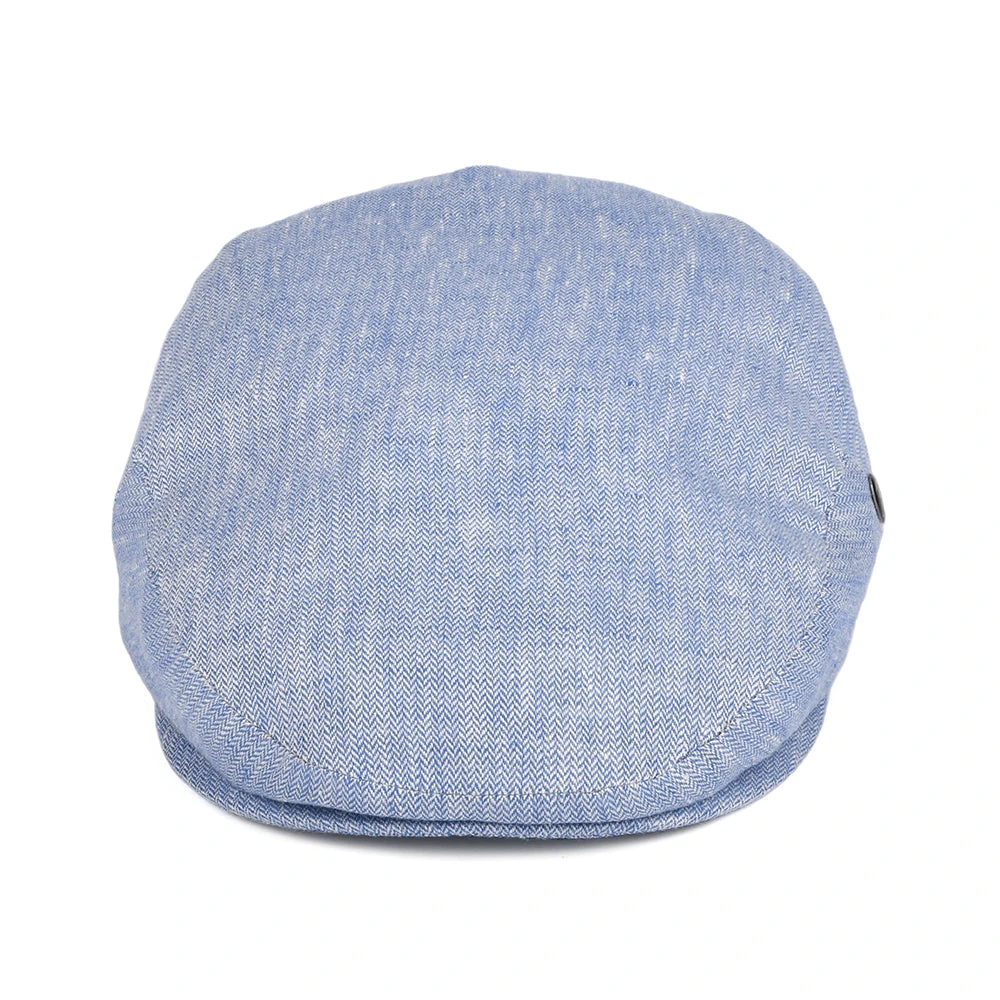 City Sport Micro-Herringbone Linen Flat Cap - Blue - Image 2