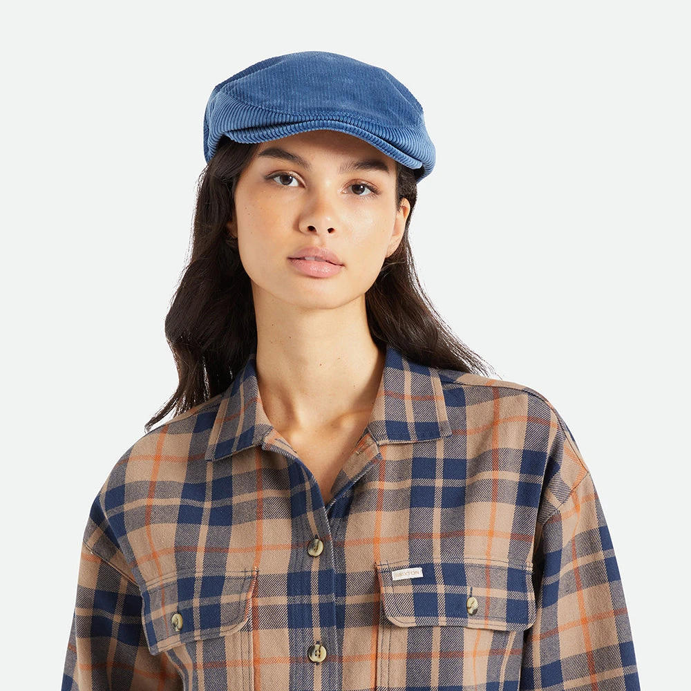 Brixton Hats Hooligan Corduroy Flat Cap - Blue - Image 7