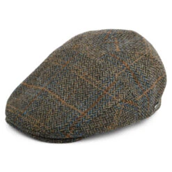 Bailey Hats Lou Plaid Wool Blend Flat Cap - Oak-Multi
