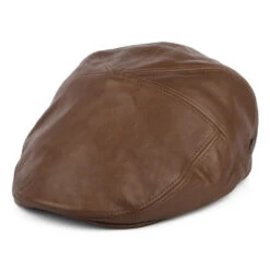 Bailey Hats Reffell Leather Flat Cap - Brown