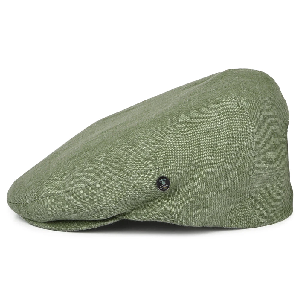 City Sport Linen Flat Cap - Sage - Image 3