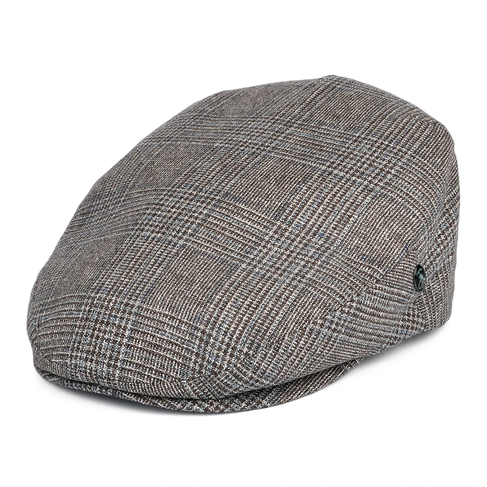 City Sport Prince Of Wales Check Silk-Wool Flat Cap - Brown-Blue