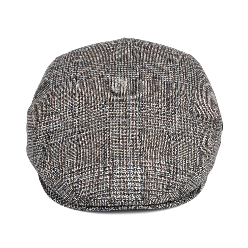 City Sport Prince Of Wales Check Silk-Wool Flat Cap - Brown-Blue - Image 2