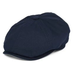 Failsworth Hats Hudson Cotton Canvas Newsboy Cap - Navy-Mint