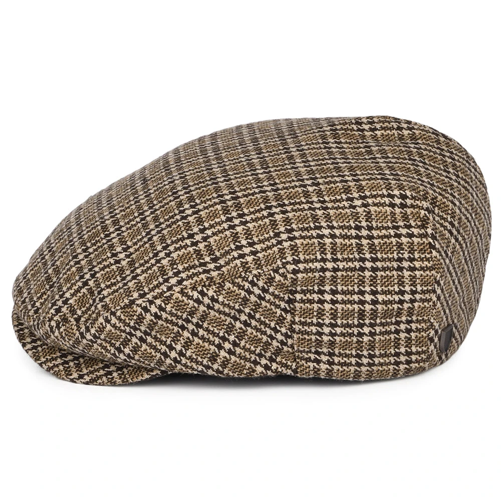 Brixton Hats Hooligan Houndstooth Flat Cap - Dark Brown-Sand - Image 3