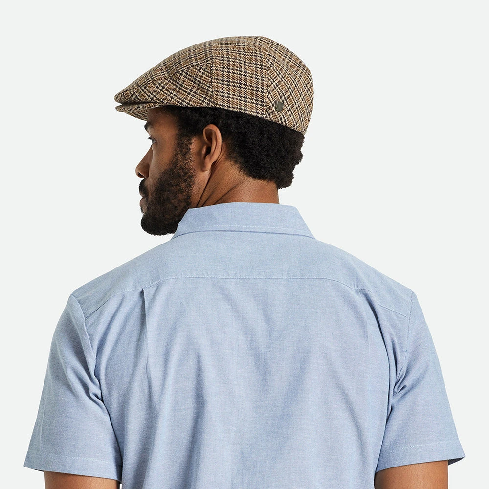 Brixton Hats Hooligan Houndstooth Flat Cap - Dark Brown-Sand - Image 5