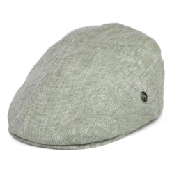 City Sport Micro-Herringbone Linen Flat Cap - Sage