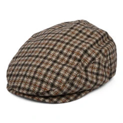 Brixton Hats Hooligan Lightweight X Snap Houndstooth Flat Cap - Sand-Brown-Orange