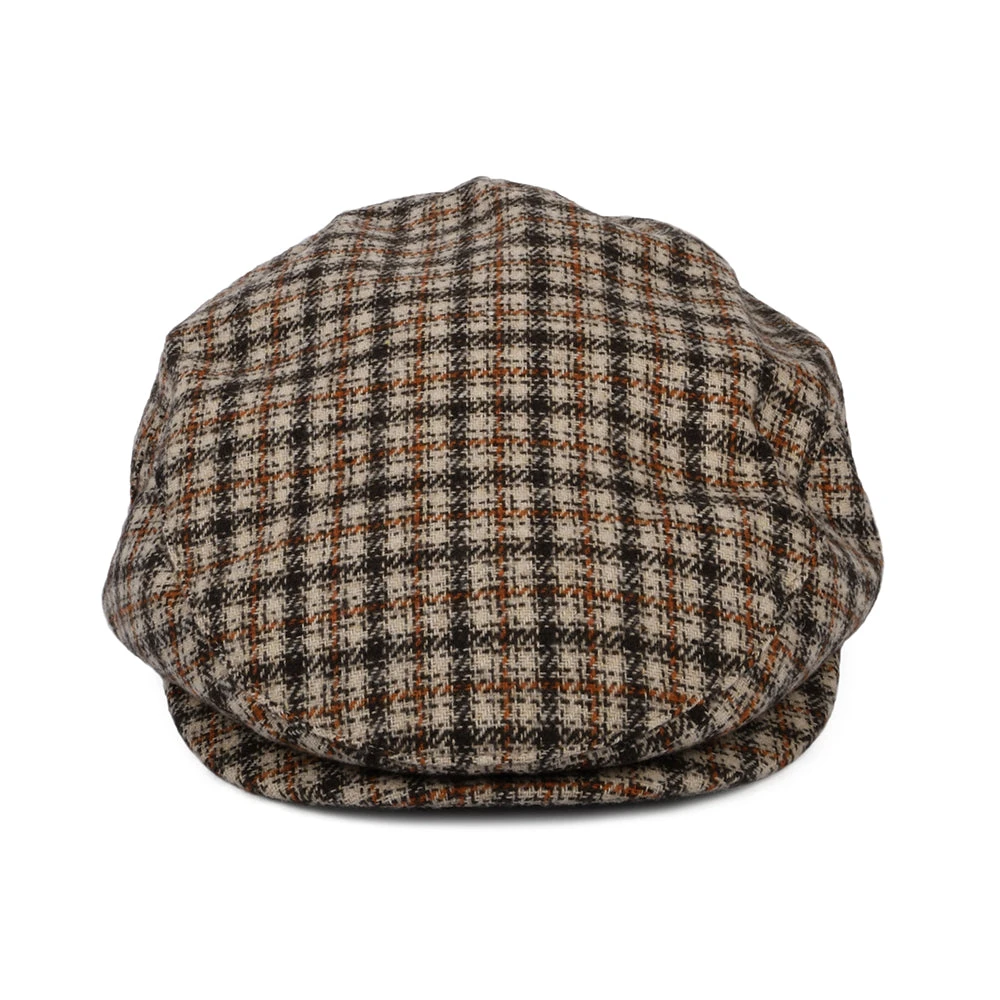 Brixton Hats Hooligan Lightweight X Snap Houndstooth Flat Cap - Sand-Brown-Orange - Image 2