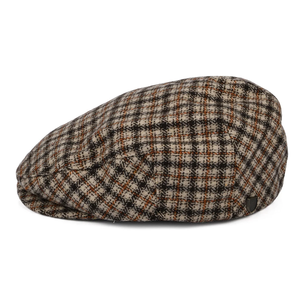 Brixton Hats Hooligan Lightweight X Snap Houndstooth Flat Cap - Sand-Brown-Orange - Image 3