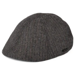 Barts Hats Mr. Mitchell Herringbone Duckbill Flat Cap - Dark Grey