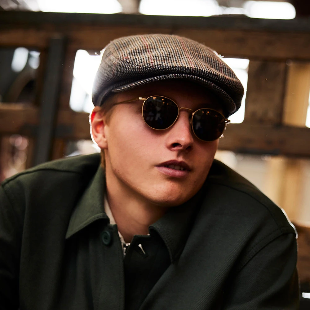 Barts Hats Oslo Windowpane Flat Cap - Navy Blue - Image 4