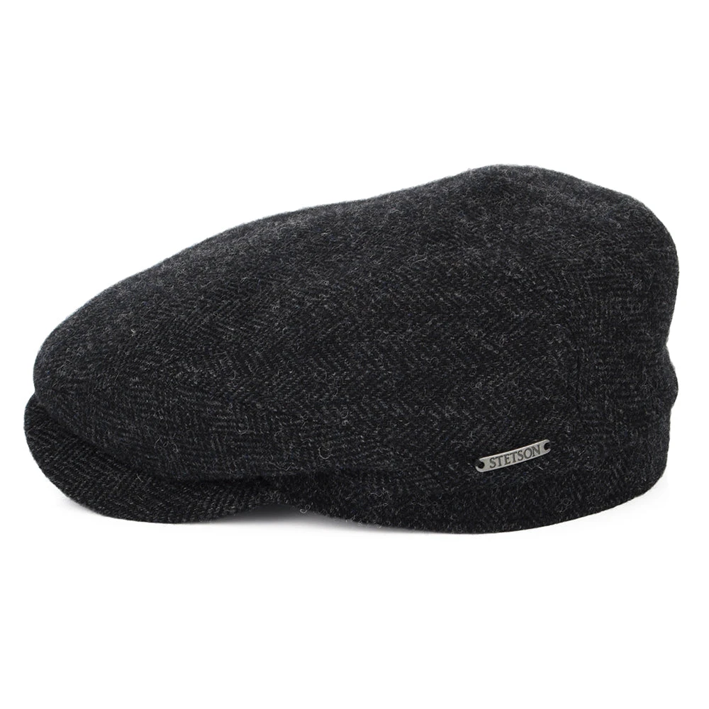 Stetson Hats Herringbone Wool Flat Cap - Dark Grey - Image 3