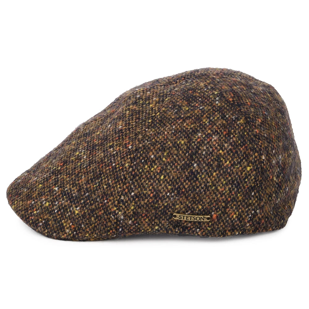 Stetson Hats Donegal Tweed Duckbill Flat Cap - Navy-Cognac - Image 3