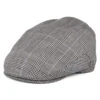 Christys Hats Ascot Camberley Prince Of Wales Check Linen-Wool Flat Cap - Black-White-Blue