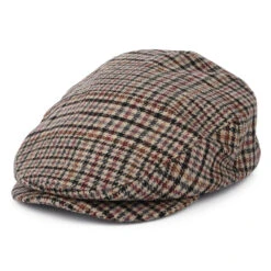 Brixton Hats Hooligan Houndstooth Flat Cap - Sand-Black-Purple