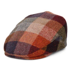 City Sport Donegal Tweed Herringbone Patch Flat Cap - Multi-Coloured