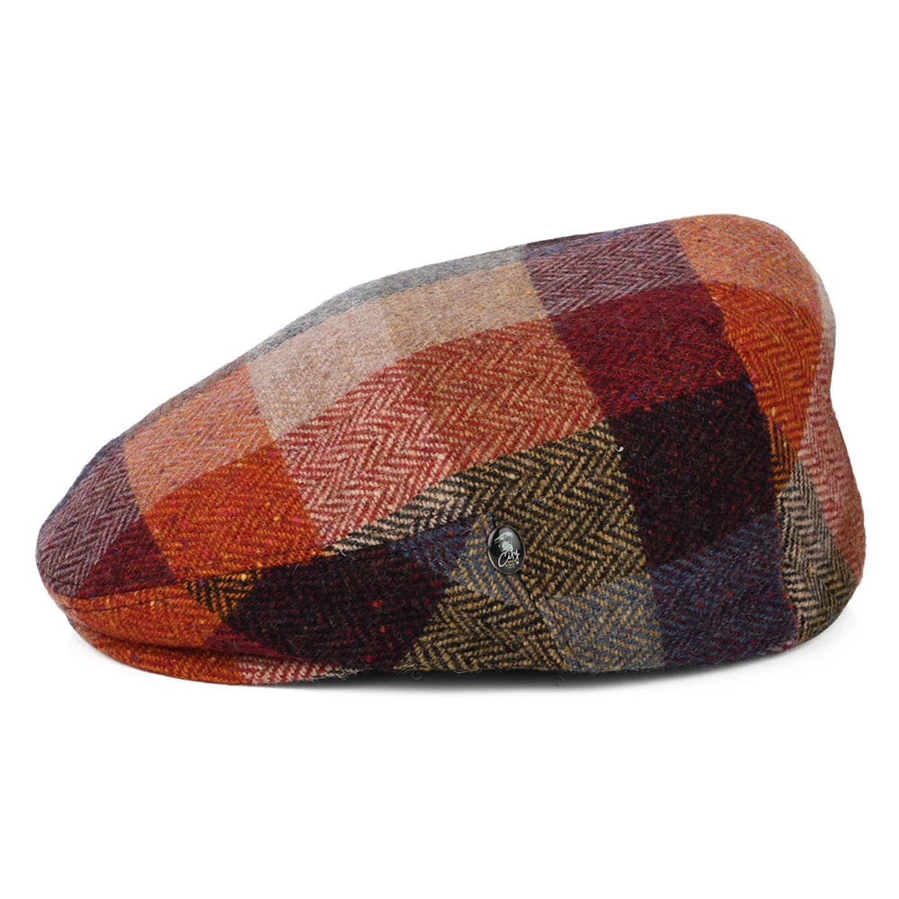 City Sport Donegal Tweed Herringbone Patch Flat Cap - Multi-Coloured - Image 3