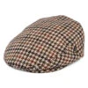 City Sport Harris Tweed Houndstooth Flat Cap - Cream-Olive-Brown