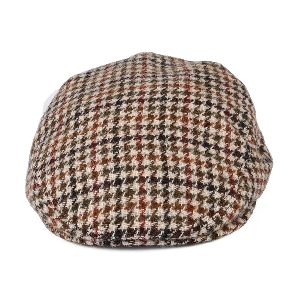 City Sport Harris Tweed Houndstooth Flat Cap - Cream-Olive-Brown - Image 2