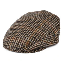 City Sport Wool-Cashmere Houndstooth Flat Cap - Camel