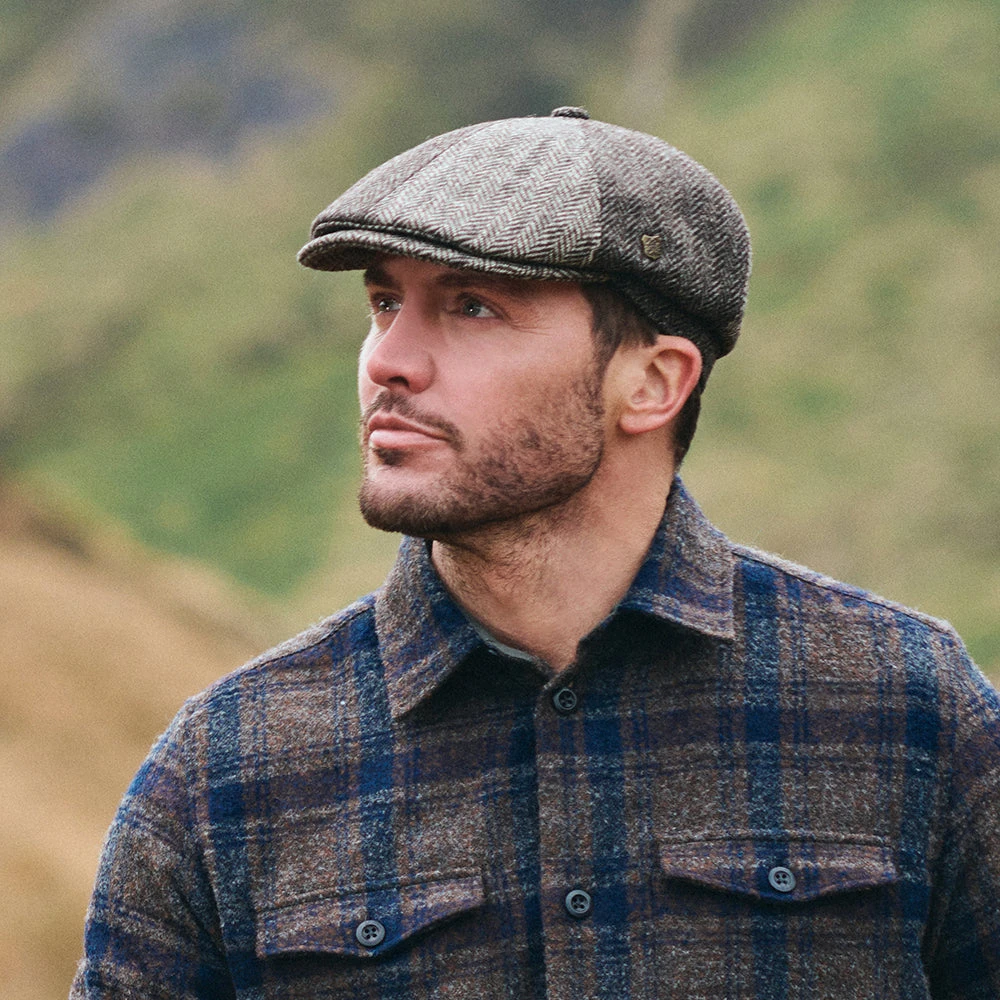 Failsworth Hats Hexham British Wool Newsboy Cap - Light Brown-Dark Brown - Image 4