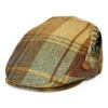 Failsworth Hats British Wool Tartan Feather Flat Cap - Mustard-Brown-Wine