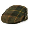 Failsworth Hats British Wool Tartan Feather Flat Cap - Green-Brown-Mustard