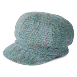 Failsworth Hats Harris Tweed Herringbone Gabby Baker Boy Cap - Light Blue