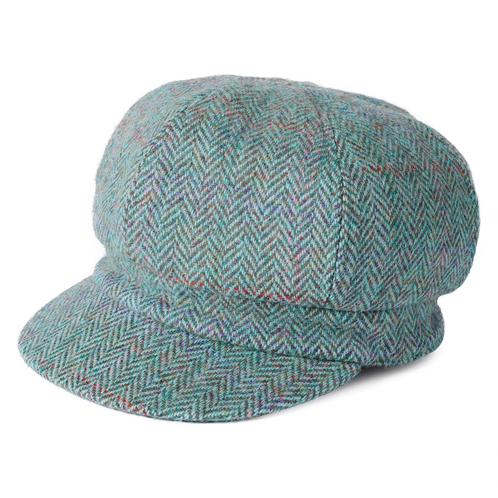 Failsworth Hats Harris Tweed Herringbone Gabby Baker Boy Cap - Light Blue