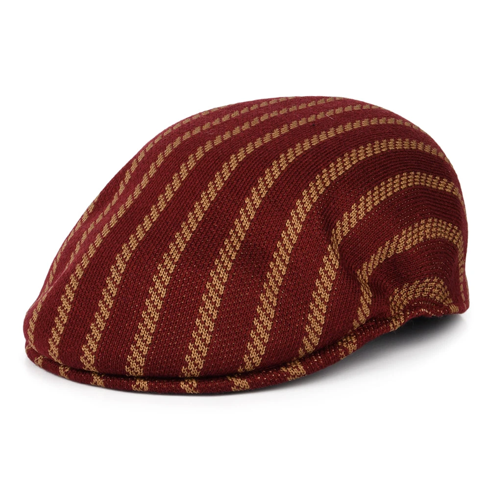 Kangol Twist Stripe 504 Flat Cap - Cranberry-Camel
