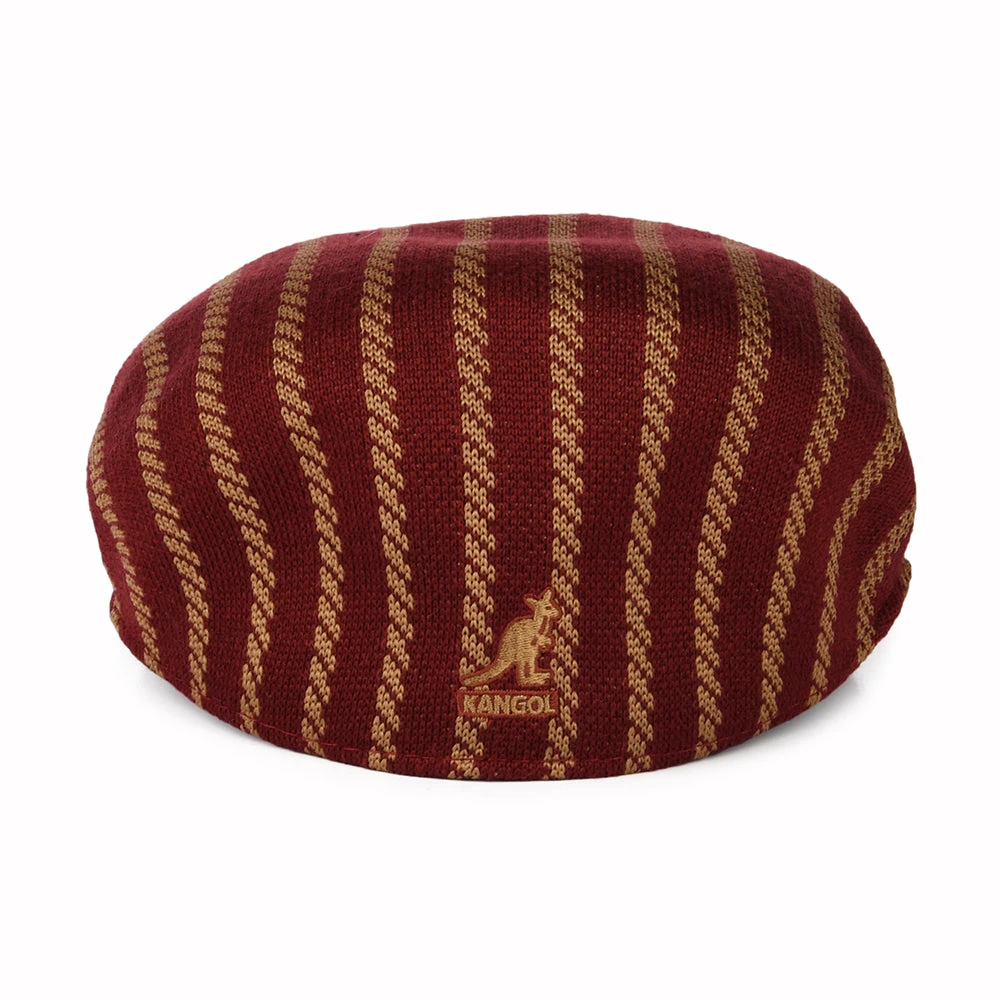 Kangol Twist Stripe 504 Flat Cap - Cranberry-Camel - Image 3
