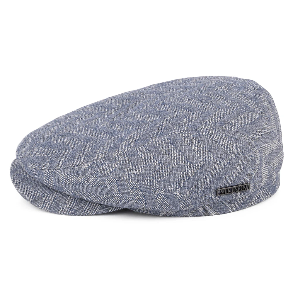 Stetson Hats Driver Herringbone Jacquard Flat Cap - Light Blue - Image 3