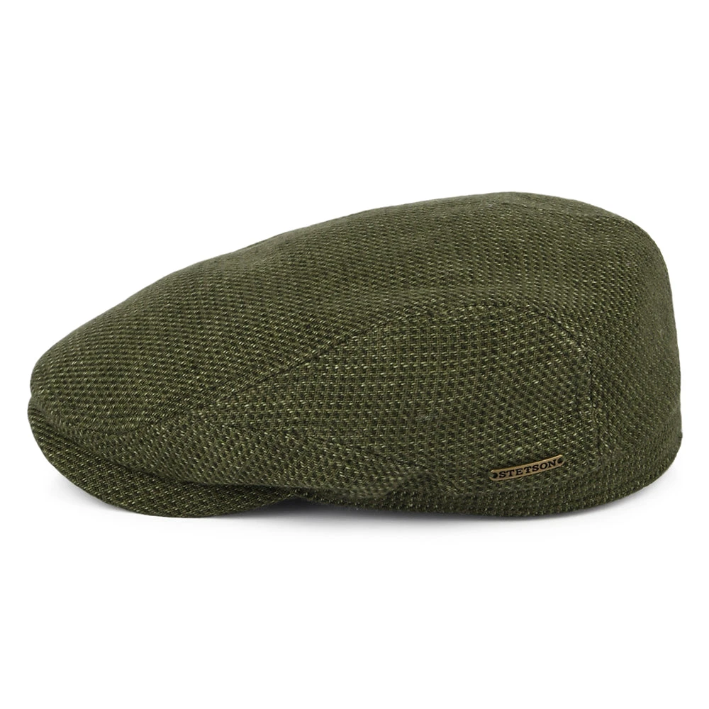 Stetson Hats Driver Linen-Cotton Flat Cap - Olive-Khaki - Image 3