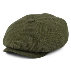 Stetson Hats Hatteras Linen-Cotton Newsboy Cap - Olive-Khaki