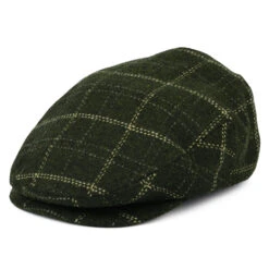 Brixton Hats Hooligan Plaid Lightweight Flat Cap - Moss-Beige