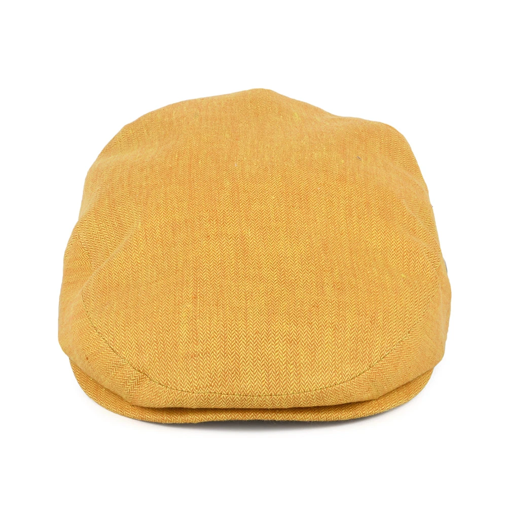 City Sport Micro-Herringbone Linen Flat Cap - Mustard - Image 2