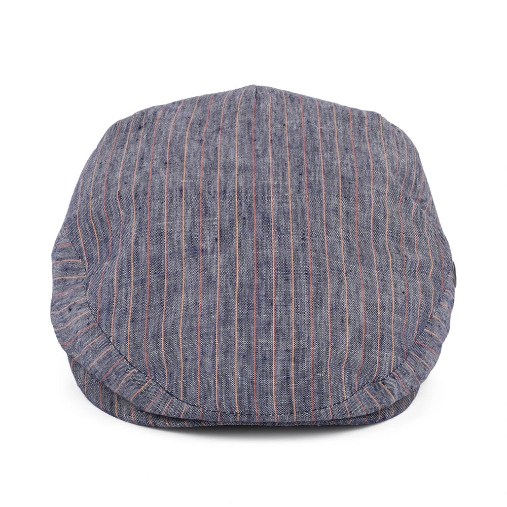 City Sport Striped Linen Flat Cap - Blue - Image 2
