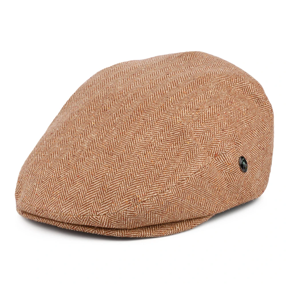 City Sport Herringbone Pure Silk Summer Flat Cap - Burnt Orange