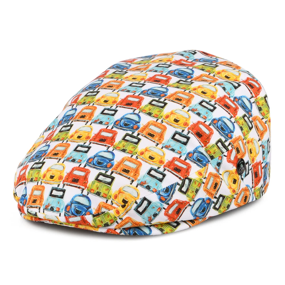 City Sport Vintage Cars Cotton Flat Cap - Multi-Coloured
