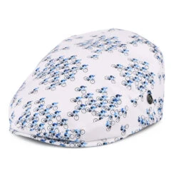 City Sport Tour De Velo Cotton Flat Cap - White-Blue