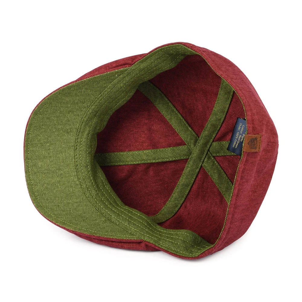 Failsworth Hats Porto Cotton Duckbill Flat Cap - Red-Green - Image 4