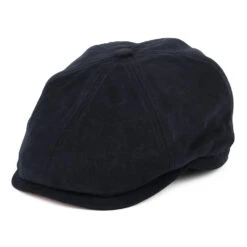 Failsworth Hats Hudson Cotton Canvas Newsboy Cap - Navy-Salmon