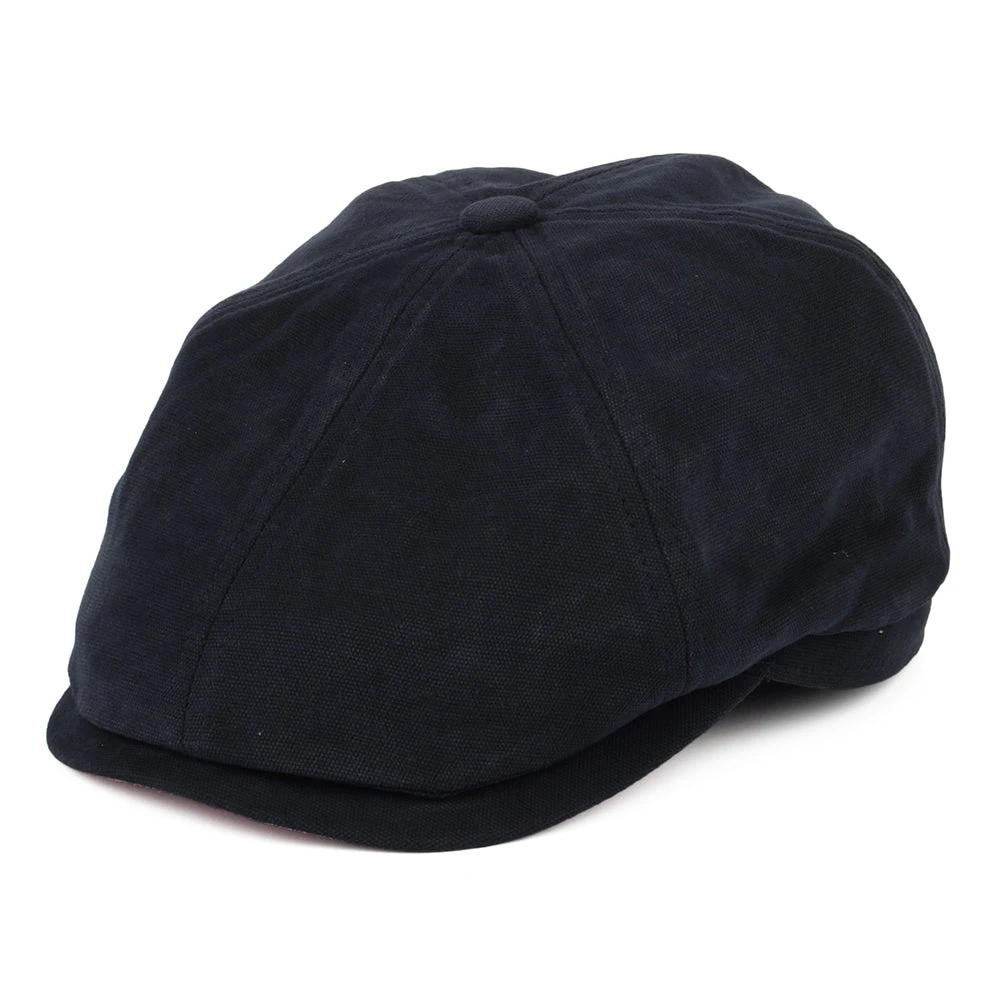 Failsworth Hats Hudson Cotton Canvas Newsboy Cap - Navy-Salmon