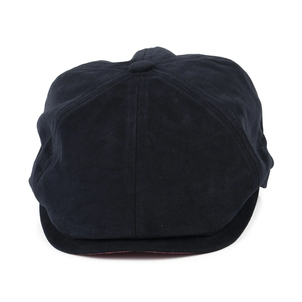 Failsworth Hats Hudson Cotton Canvas Newsboy Cap - Navy-Salmon - Image 2