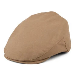 Christys Hats Balmoral Cotton-Linen Flat Cap - Camel