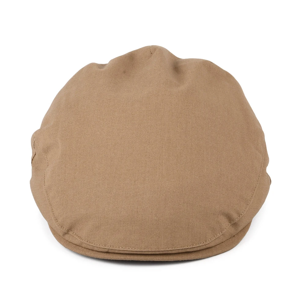 Christys Hats Balmoral Cotton-Linen Flat Cap - Camel - Image 2