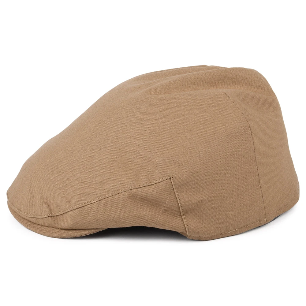 Christys Hats Balmoral Cotton-Linen Flat Cap - Camel - Image 3