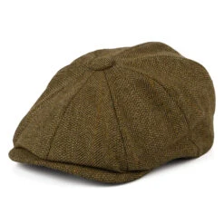 Christys Hats Lovat Teviot Tweed 8 Piece Newsboy Cap - Brown